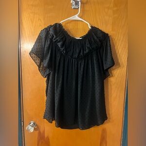 J. Crew Black Mesh Polka Dot Top